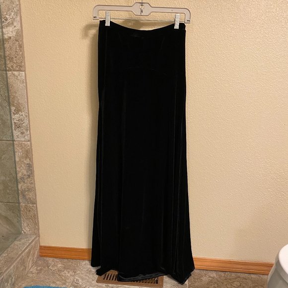 Long Black Velvet Skirt w/ Stretch - Picture 1 of 5